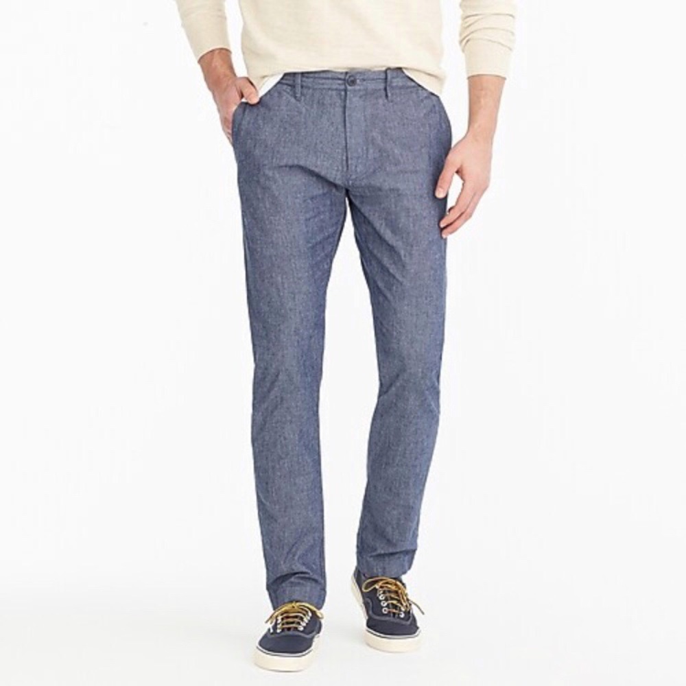 J. Crew 484 Slim-Fit Stretch Pant in Blue Chambray